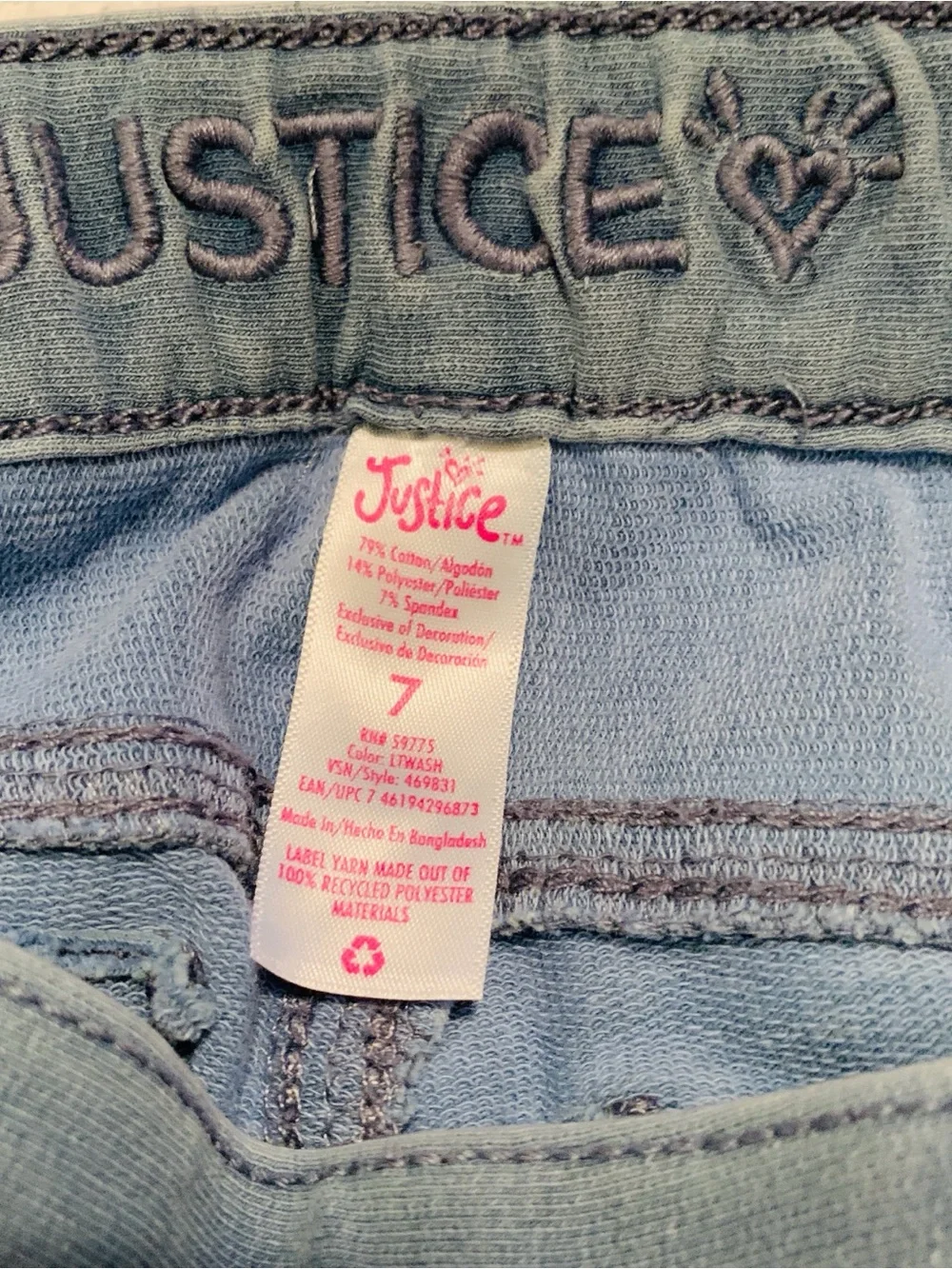 New w/o tags Girls Justice Jeggings with Faded Wash
